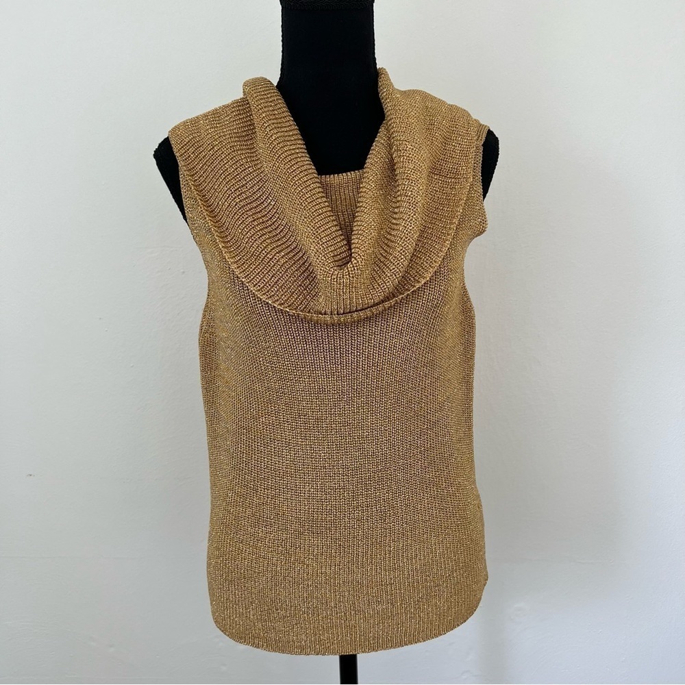 Linda Allard Ellen Tracy Gold Shimmer
Cowl Neck Sleeveless Sweater - Picture 10 of 10